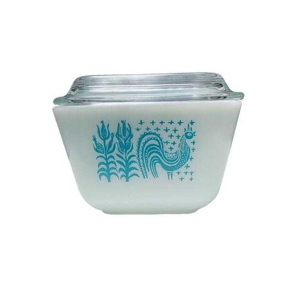 Pyrex 501 Turquoise 1 1/2 Cup Amish Butterprint Refrigerator Dish with Lid - Picture 4 of 12